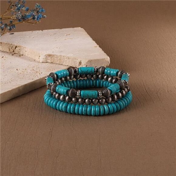 Bohemian Turquoise Jewelry Set – 12-Piece Western-Inspired Collection Cowgirl - Picture 7 of 7